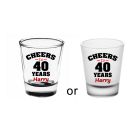 40th birthday shot glasses with personalised design