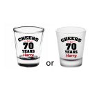 Shot glasses personalised 70th birthday gifts.