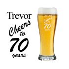 Cheers to 70 years personalised gift beer glass