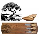 Pohutukawa tree engraved Rimu wood cheese board gift sets