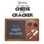 Fun design personalised cheese boards for partner.