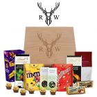 Personalised chocolate lovers gift boxes with engraved stag head design.