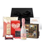 Rose bubbles and treats gourmet gift boxes.