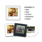 Personalised coasters with photos and names on.