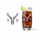 Personalised mixer glass with stag head design