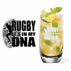 Crystal highball cocktail glasses with rugby it's in my DNA design engraved.