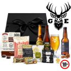 Craft beer gift boxes for men in New Zealand with a personalised stag design stemmed beer glass.