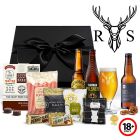 Craft beer gift boxes with engraved stag design glass.