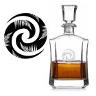 Crystal decanter engraved with a double spiral Koru and fern New Zealand Maori inspired design