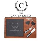 Custom cheese boards with initial and family name engraved.