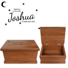 Personalised keepsake boxes for new babies engraved reclaimed Rimu wood from New Zealand