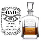 Crystal whiskey decanter engraved with dad design the man the myth the legend.