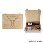 Personalised double bottle pine gift box with stag design