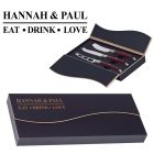Eat drink love personalised cheese knife gift sets
