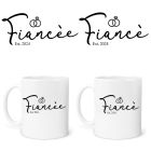 Mug gift sets for couples engagements. Fiancé & Fiancée design with year or date.