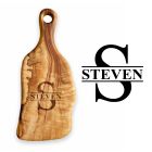 Solid HARDWOOD FOOD SERVING PADDLE BOARD ENGRAVED WITH INITIAL AND NAME THROUGH THE Centre