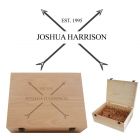 Personalised keepsake boxes for men with a crossed arrows design.