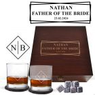 Personalised whiskey glasses box sets for the groomsman, best man and more.