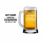Funny surviving fatherhood beer glass with personalised design