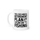 Funny personalised retirement gift mugs with fishing themed design.