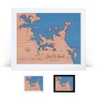 Bay of islands framed desktop wooden map