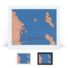 Hauraki Gulf framed desktop map in wood
