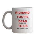 Funny retirement gift personalised mugs you're dead to us design