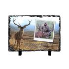Hunting themed slate photo frame with personalised design.