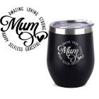 Thermal cups engraved with a love mum design.