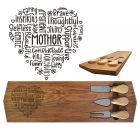 Rimu wood cheese boards engraved with mother word cloud design