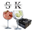 Crystal gin glasses gift set with personalised design.