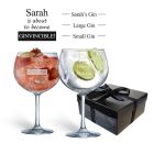 Gin glasses gift sets with funny personalised design.