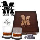 Personalised graduation gift set glasses and stones