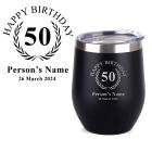 Happy birthday engraved stainless steel thermal tumbler cups with name, age and date.