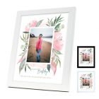 Personalised happy birthday photo frames with floral border design.