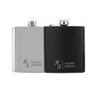 Personalised hip flasks with names and initials engraved.