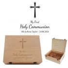 Holy communion keepsake boxes with personalised design.