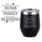 Engraved thermal cups with home, family, blessing design.