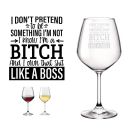 Funny wine glasses with I know I'm a bitch design laser engraved.