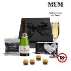 Sparkling wine and treats gift box personalised for mum