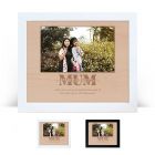 Personalised wood picture from with I love you mum design engraved.