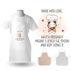 Funny kitchen aprons with made with love design which means I licked the spoon.