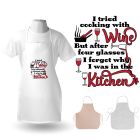 Kitchen aprons with funny wine themed design.
