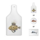 Glass chopping boards with fish designs