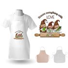 Women's cooking aprons with fun Gnome design and season everything with love.