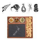 Hardwood and slate cheese board gift sets with Kiwiana engraved designs.