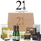 Luxury sparkling wine and gourmet treat gift boxes for 21st birthday gifts for women.