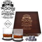 Personalised 50th birthday whiskey glasses box sets