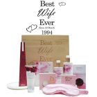 Personalised wedding anniversary luxury pamper hamper gift boxes for the best wife ever.