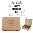 Personalised natural pine wood gift box for mother's day gifts